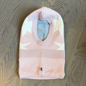 Kids Pink Star Knit Balaclava Hooded Beanie